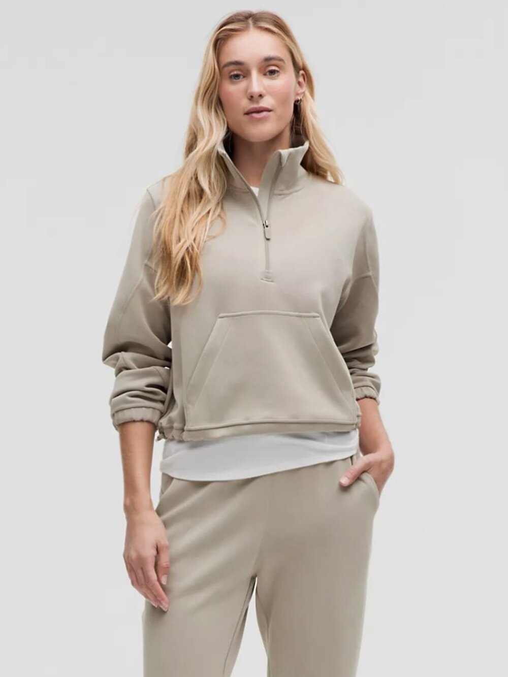 lululemon athletica Half-Zip Pullover Hoodie in Light Taupe - Picture 2 of 5
